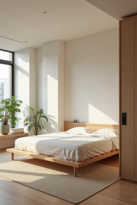 Apartment with muji design style, bedroom