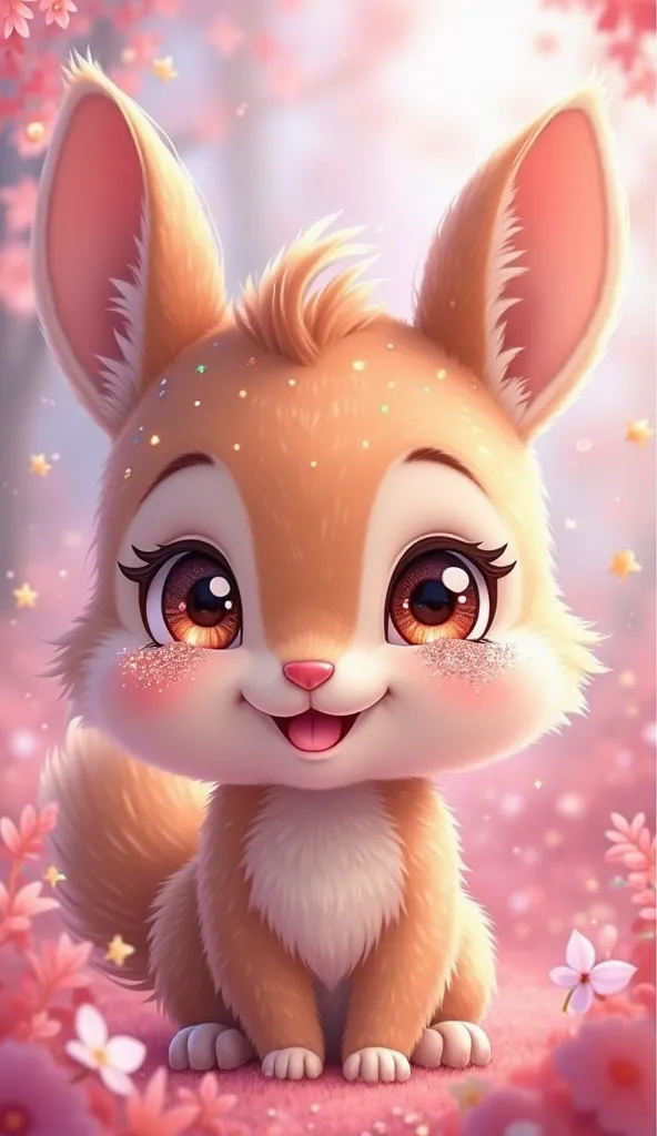 design for me cute animal glitter eyes smile makes everyone who looks love pink