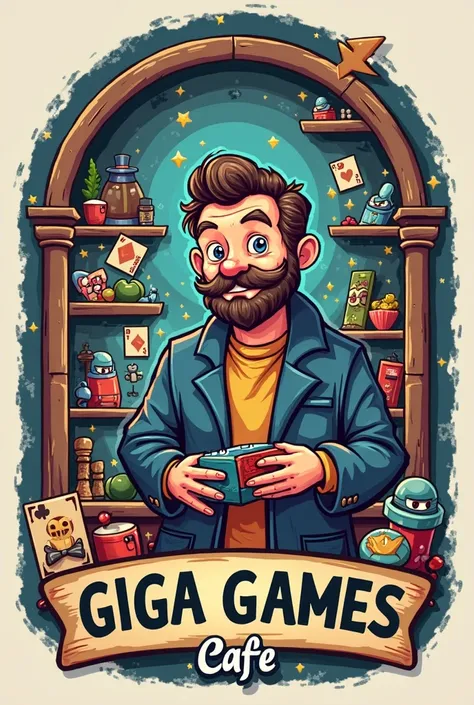 make a logo about giga games cafe its all about giant board games cafe