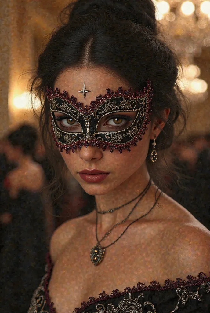 Let the woman be exactly as you pictured her, do not create the man's mask for his entire head. Think of it like a masquerade ball. Draw a half mask that you used in other images.