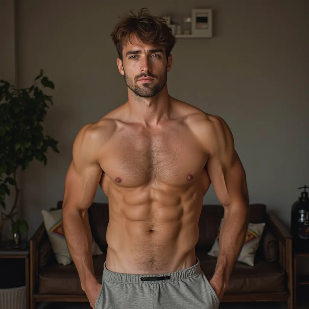 Latin man,  Brasileiro,Light,naked,Sexy pant, naked, defined chest, Blue eyes 
bangs on straight and short brown hair,cocha grossa, athletic and hairy body
big, upturned ass,naked,de Sexy pant, In the living room in various positions 