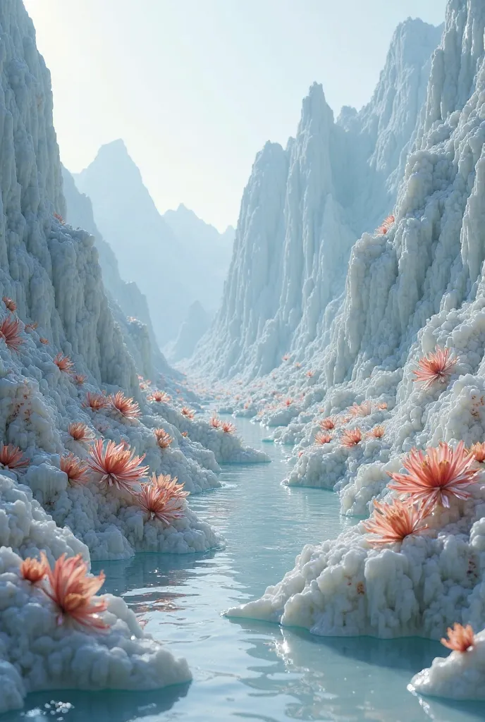 Wax mountain, wax flowers ,representing glaciers environment