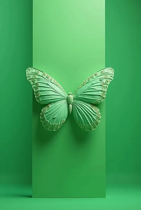 Create a logo image like a green written background include underwear with a butterfly in the middle of the butterfly's features and an image of panties realistic 3D image
