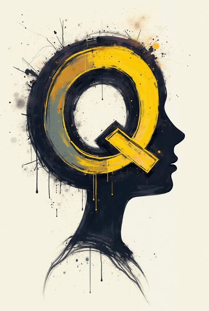 Head with letter Q very very very simple graffiti style like one take spraying 