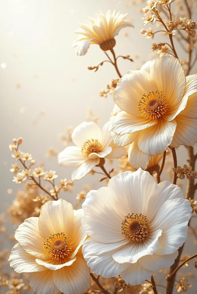 Realistic Gold and white flowers