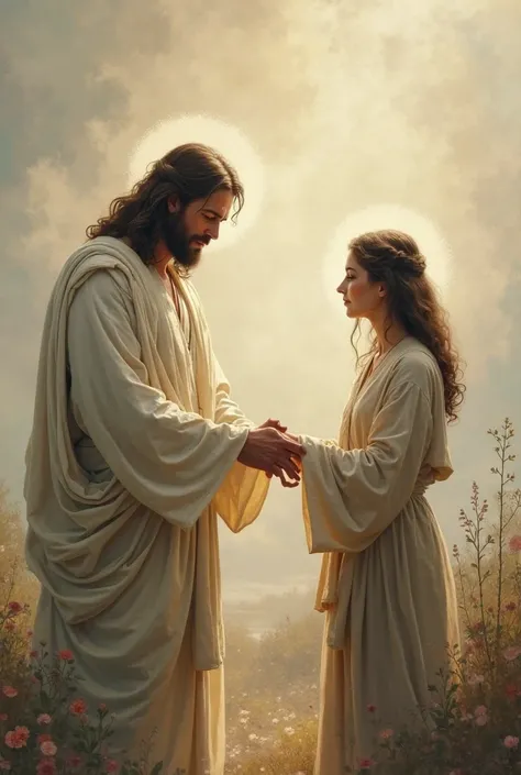  Jesus holding the hand of a tired person, bringing comfort and hope."