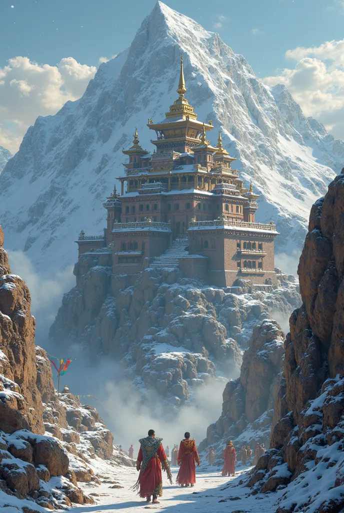 Mountain people live in a temple at the top of the mountain