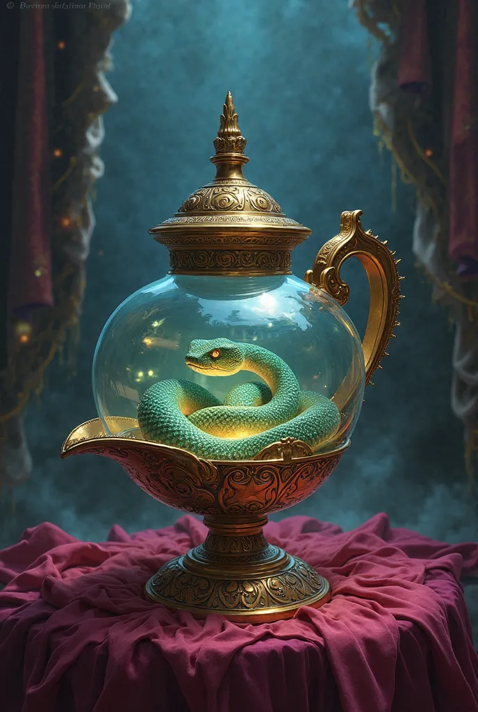 Make a magic lamp and a snake curling itself in it