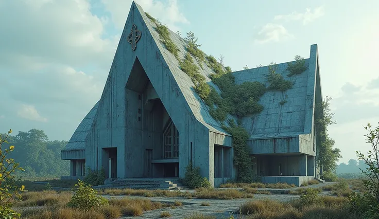 abandoned Blue Springs Assembly, abandoned church building, outside view, modern church, modern architecture church