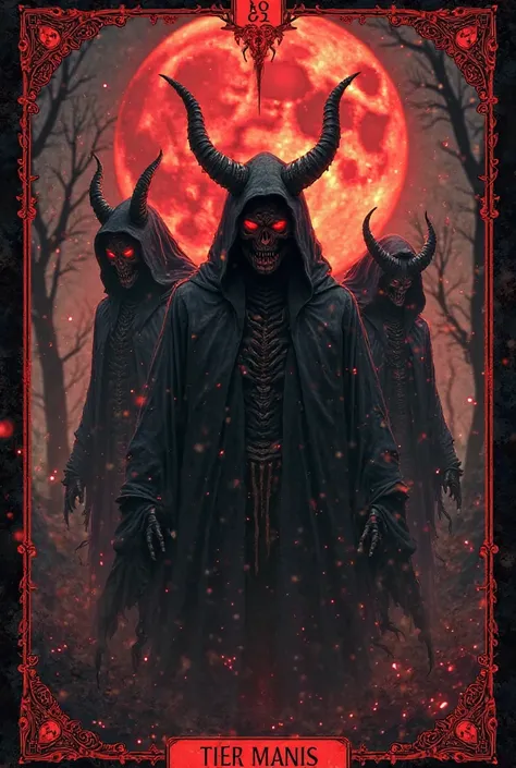 Tarot deck 78 card layout red moon demons black and red tarot night palette blurred background without frame 