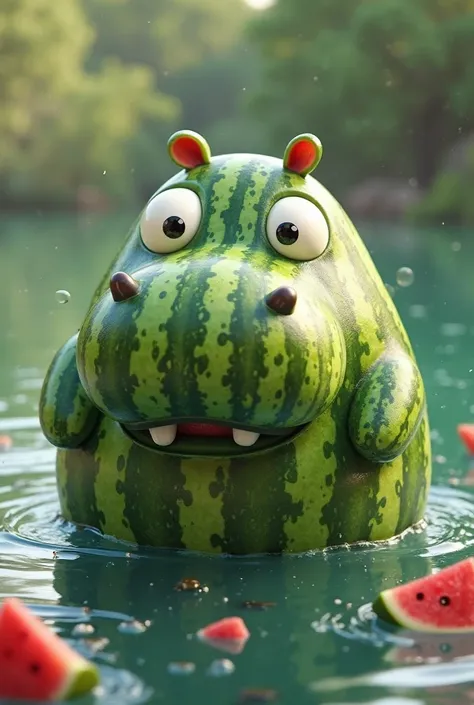 Make me hippopotamus that is watermelon
