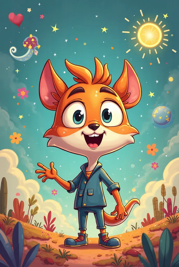 Cartoon character that looks inspired with inspiring background