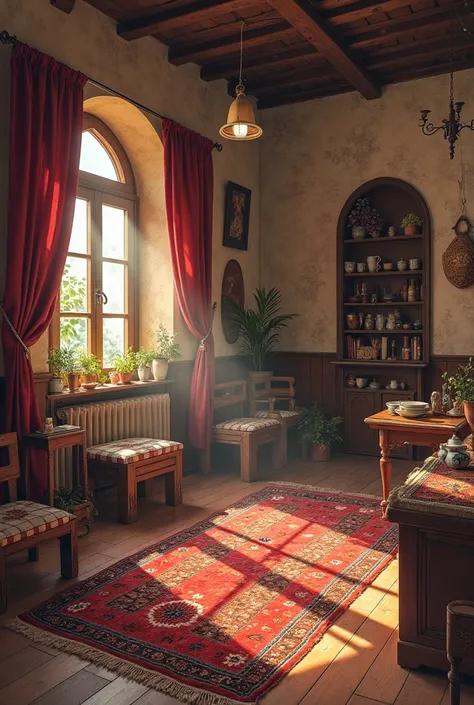 The house of the Tevfik Efendi as physical properties,  soft , , the houses of that time are in size and breadth. His home, is a warm environment. 

Rugs as cultural textures and cultural objects,  traditional dishes , Turkish coffee can be exemplified.

H...