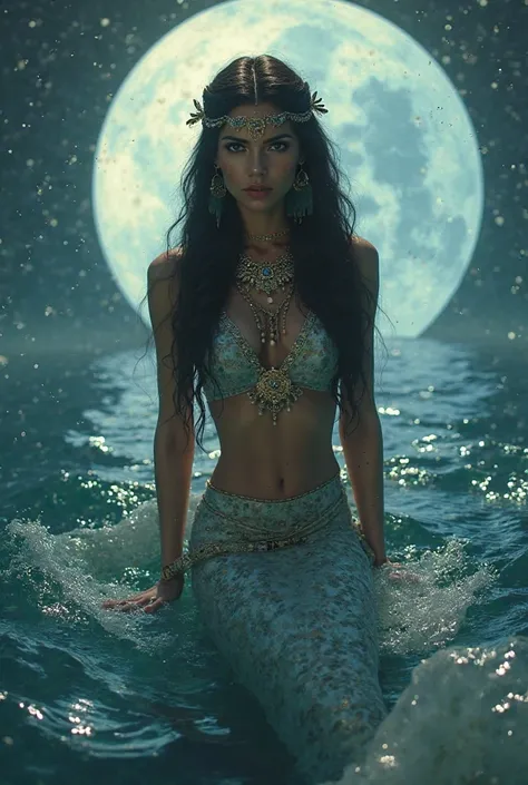 Cleopatra as a mermaid in the moonlight