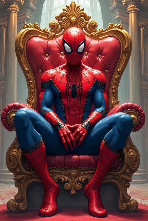 DRAW SPIDERMAN SITTING ON THE KING'S CHAIR