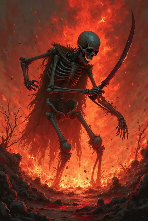 Skeleton murder skeleton and Bloody And Fire background anime art