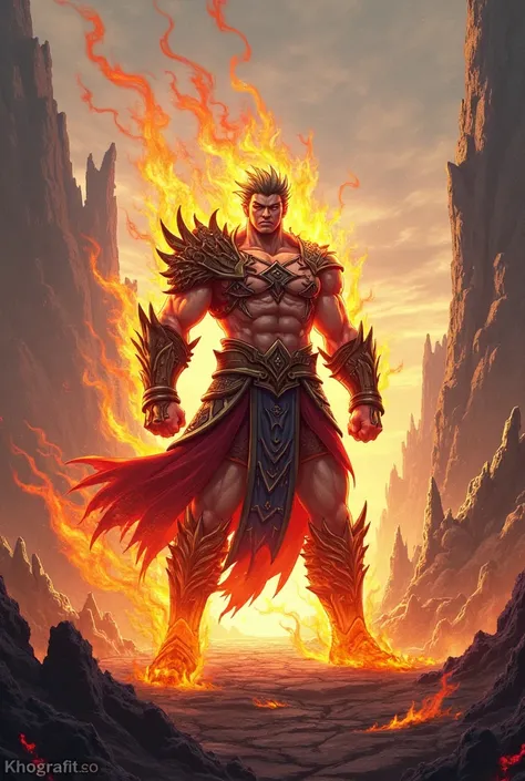 I want a burning warrior but in the image I want the name of the ONLINE MU SERVER CALLED BRAVE MU SEASON 2.6