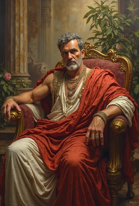 Roman senator surrounded by luxury and corruption 