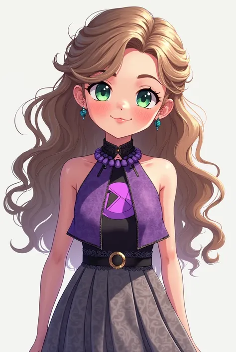 Niña de cuatro años

 style: anime, with a focus on an elegant and detailed design.
hair: long, curly and light brown style, with natural waves that give it a playful air.
eyes:  large, of a vibrant green color, that convey a friendly and charming expressi...