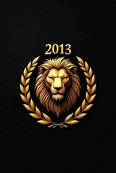 "A majestic golden lion head in the center of a black circular emblem, with the year 'Kamalsoft" written in bold gold letters at the top. The lion's face is detailed and realistic, with a fierce expression. Surrounding the lion is a laurel wreath made of g...