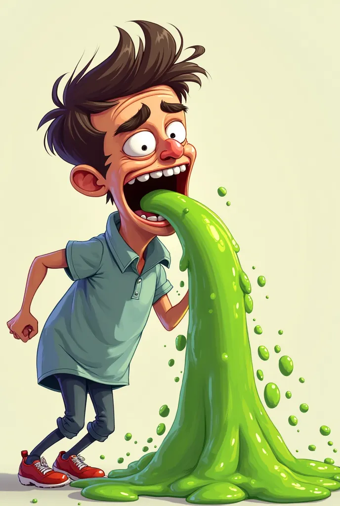 Create a logo of someone shooting green snot out of their mouth. Make it that they are being squeezed too
