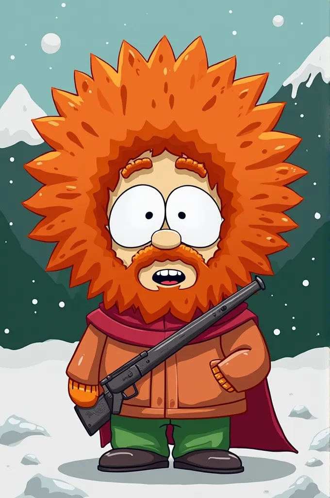 Juif rabin roux style south park avec un lanceroquette orange sur l'épaule 