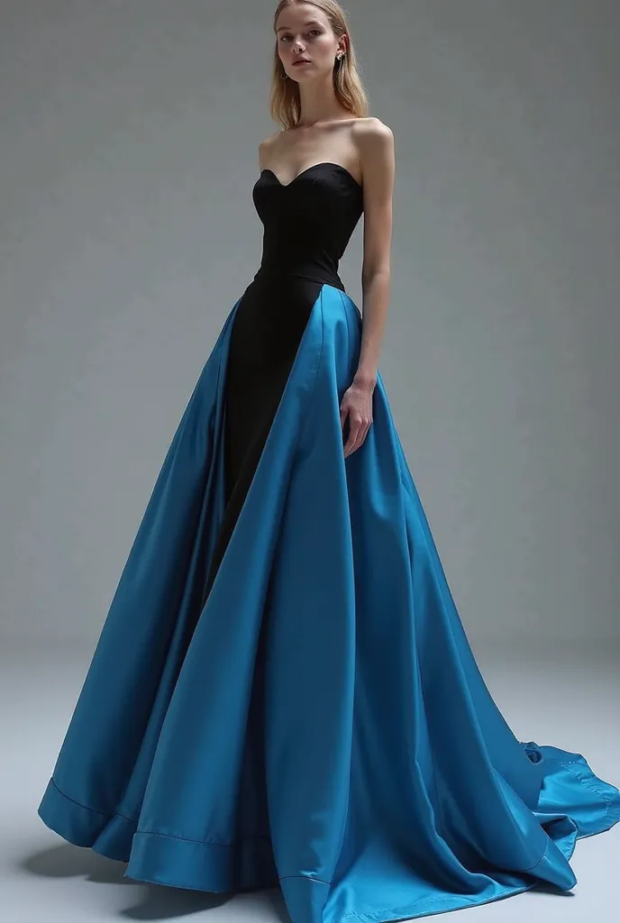 Black and sky blue satin dress
