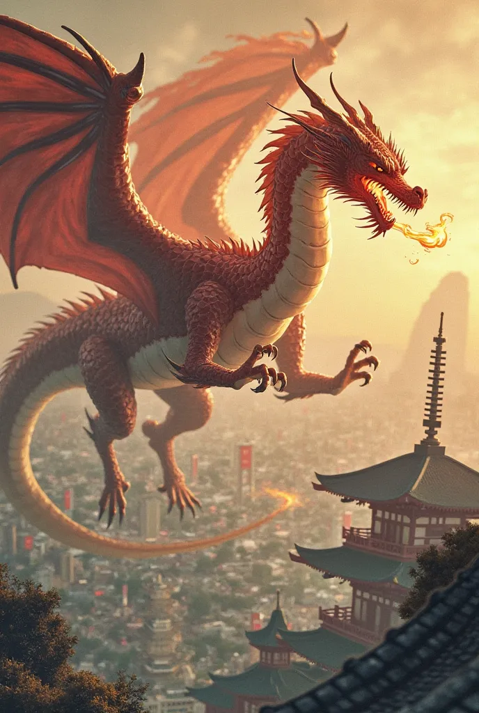 A dragon with fire in its mouth and it flies in Edo Kass