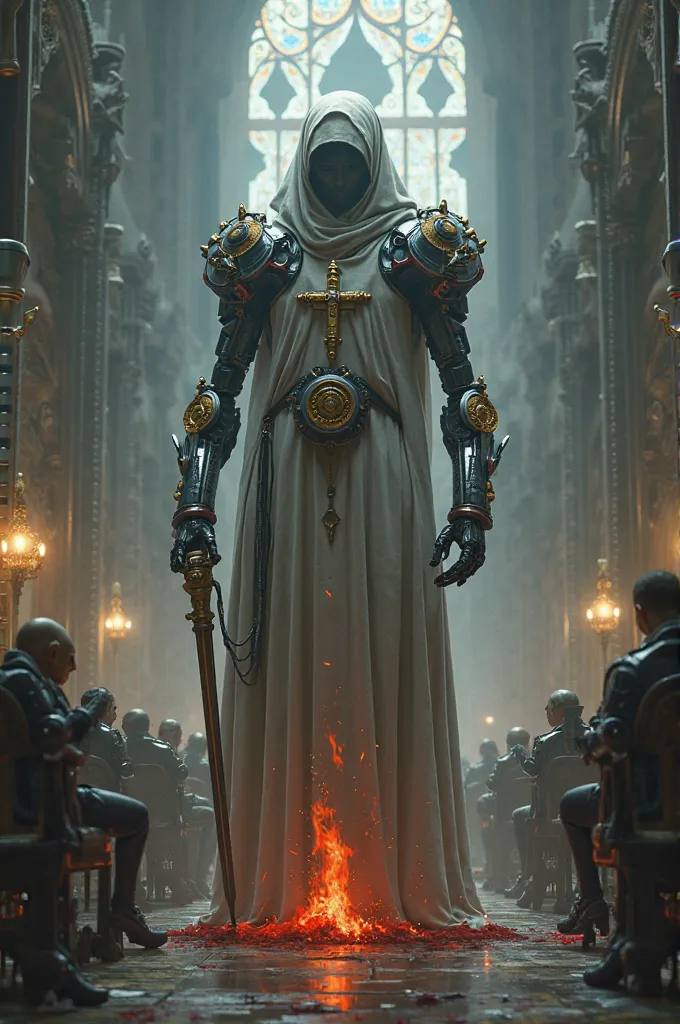 Robot dressed as the Inquisition, torture, church, robot,  Future