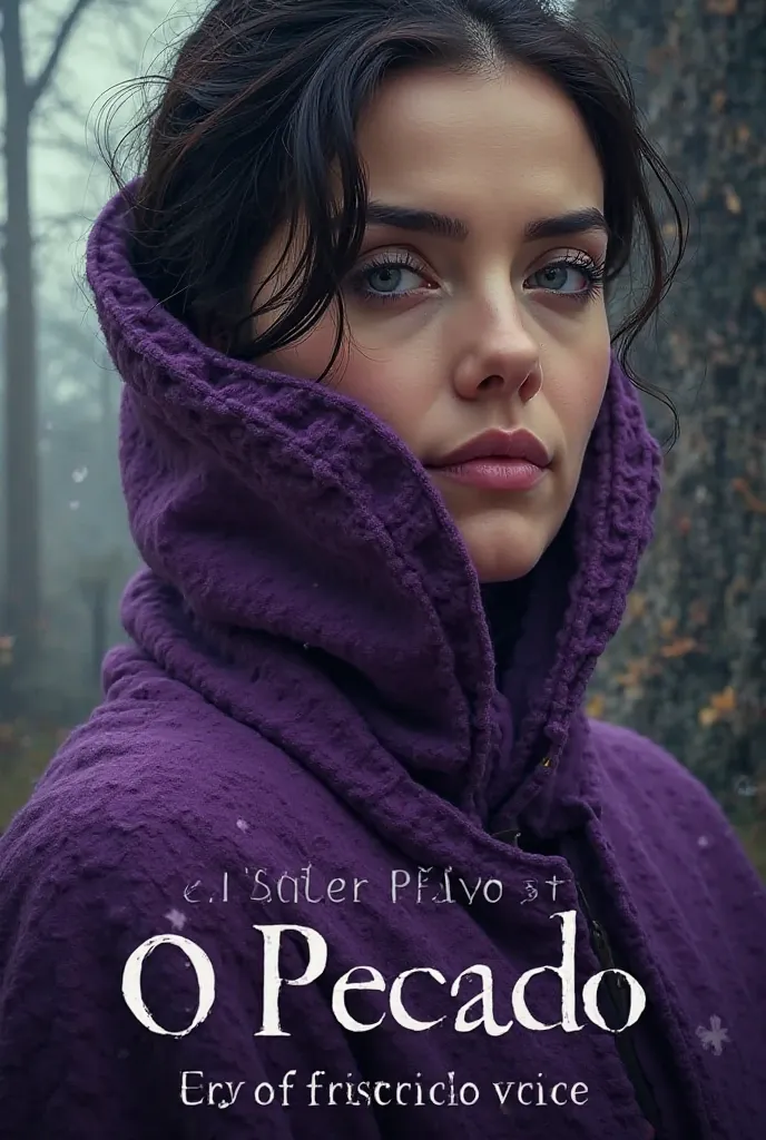 I could make a book cover with the name O Pecado in Portuguese and under the title Esther Kanoy, with a woman on the cover but without showing her full face and you can wear a purple one too 