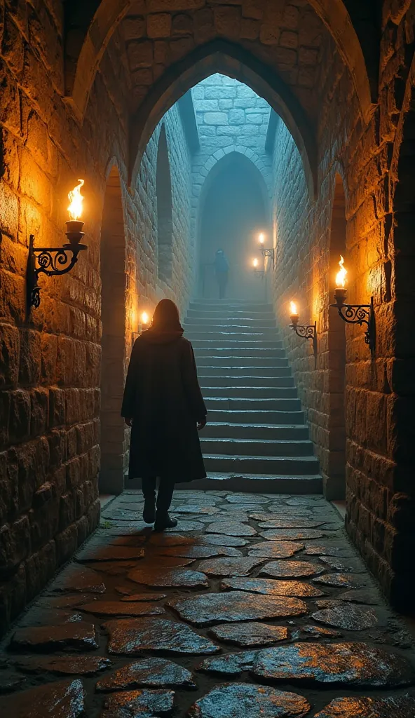 "POV walking through the corridors of HOGWARTS I see stones lit by torches. Talking pictures whisper and watch my passage. The stairs start to move, changing the path. Suddenly, a ghost crosses the wall in front of me, scaring me. Atmosphere of mystery and...