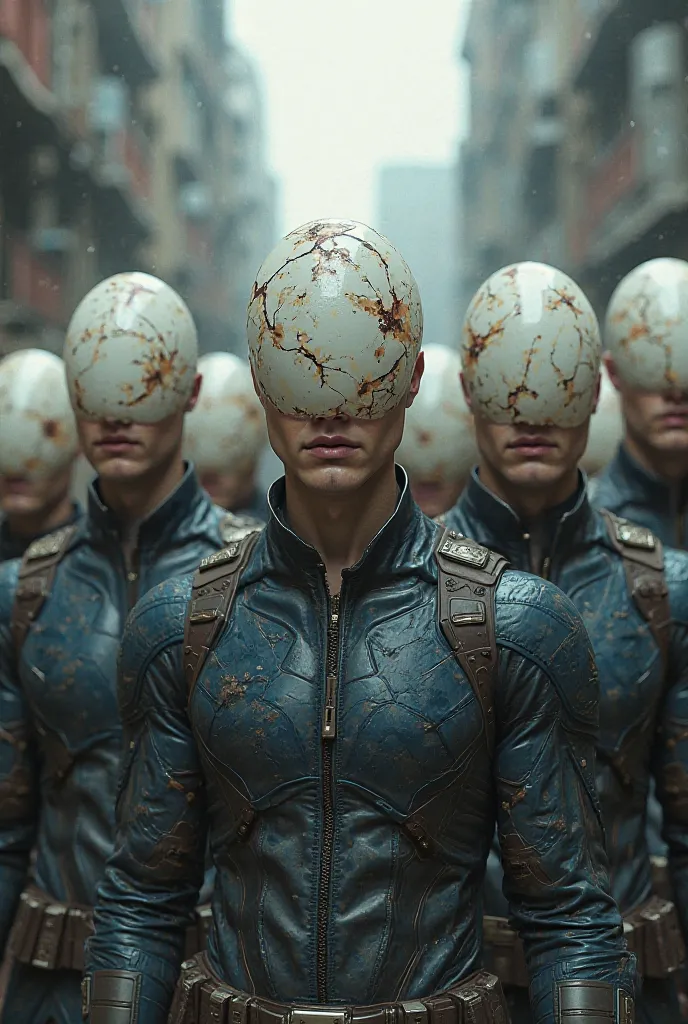 Hello, I would like you to create a model of Avengers for me that have their faces covered with eggshells 