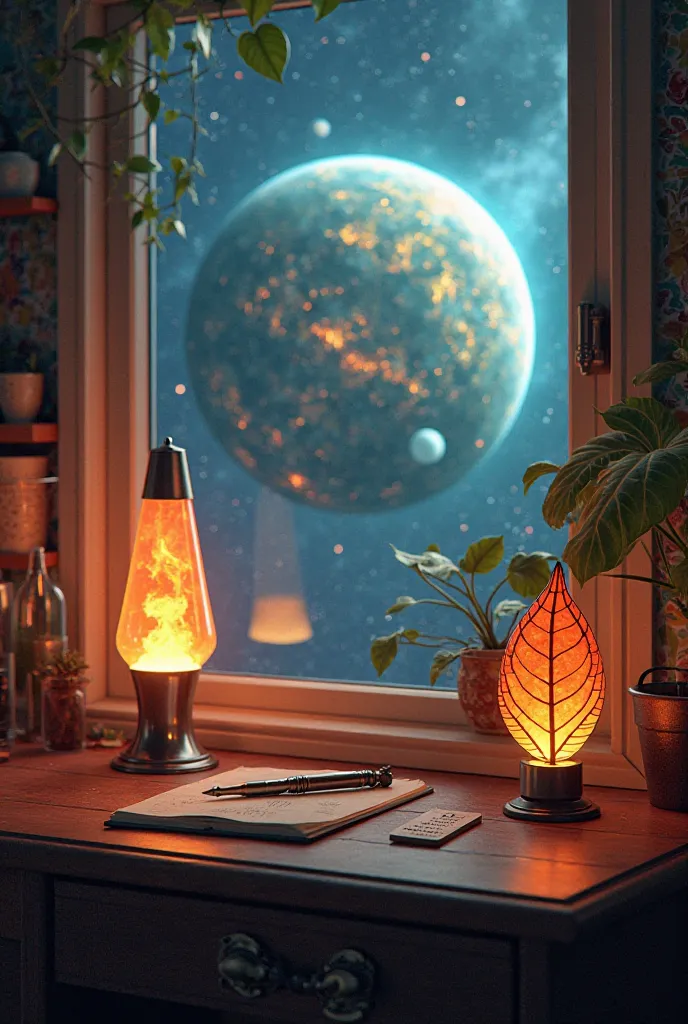 Pen,table,lava lamp,gas giant,pneumonoultramicroscopicsilicovolcanoconiosis,desk,leaf,plant,bioluminescence