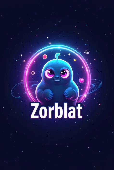 Logo Concept
Shape: A circular or coin-shaped design with a glowing, futuristic border to represent its intergalactic theme.
Central Figure: A cute, blob-like alien creature (Zorby) with:
  - Oversized, glowing eyes (to show curiosity and mischief).
  - A ...