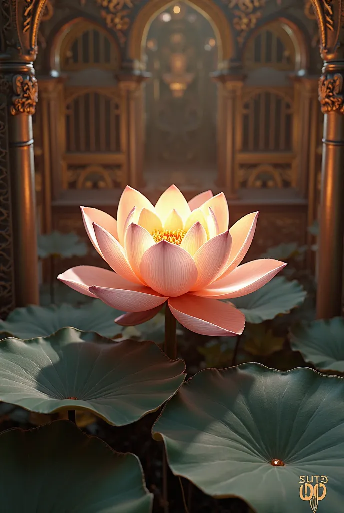 Create a 3D lotus clip in medieval style 