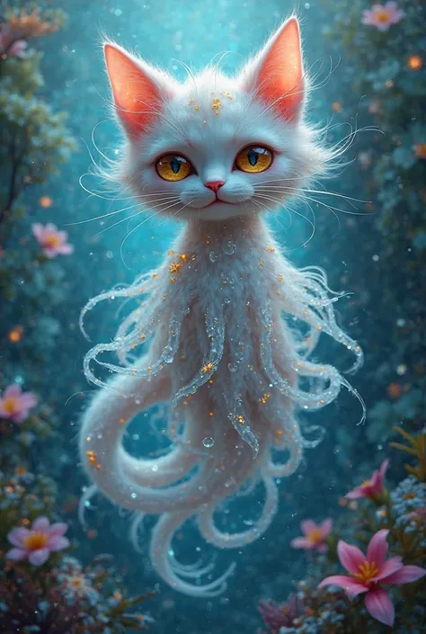 Anthropomorphic cat-jellyfish hybrid 