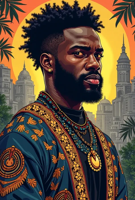 I would like a streetwear shirt print that recalls Yasuke and the Black Panther 