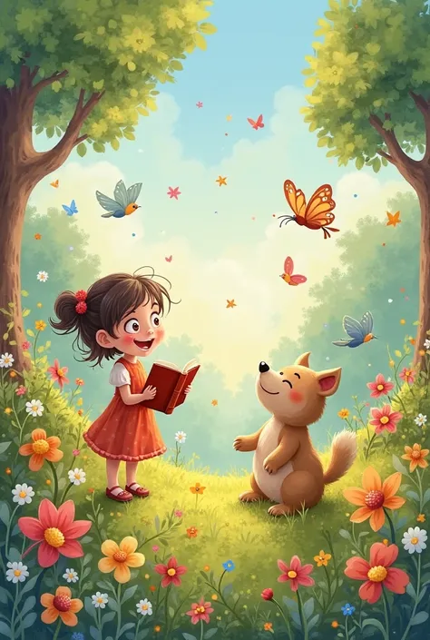 animated s poem, colorful, whimsical, playful, fantasy, fairy tale-like, 4k, highly detailed, vibrant colors, lively, dynamic, ren's illustration, watercolor, gouache, cute, adorable, charming, upbeat, joyful, magical, enchanting, storybook, imaginative, c...