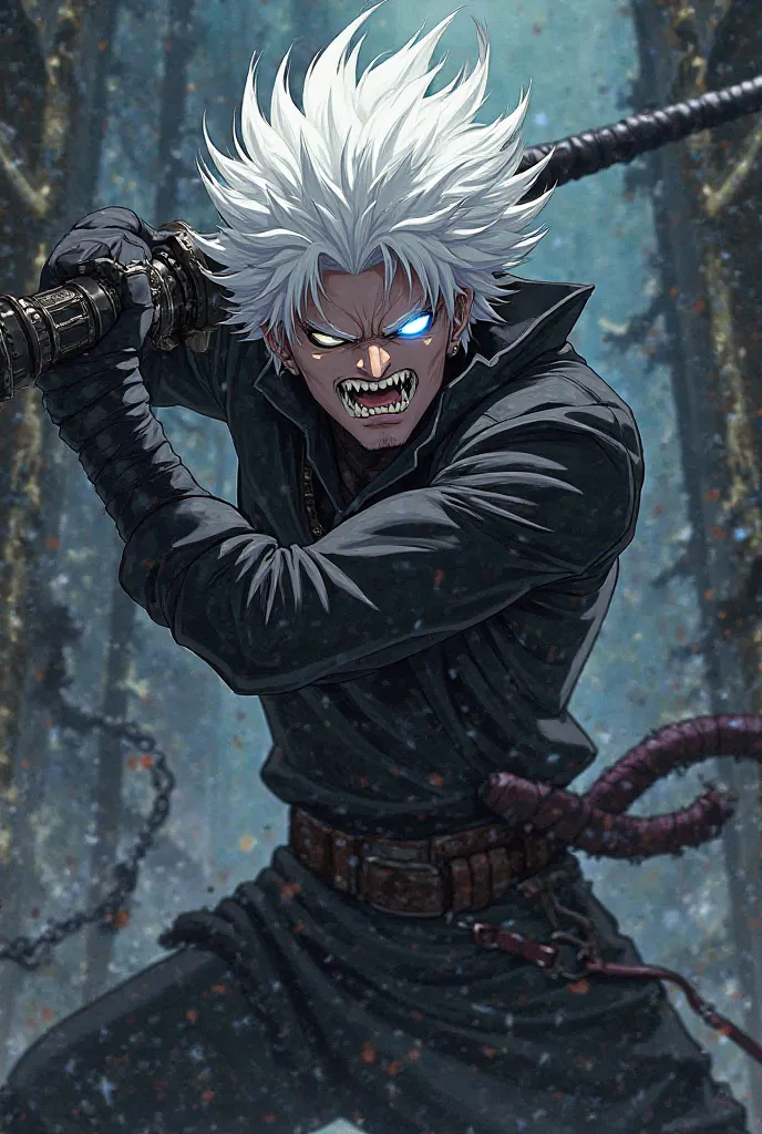 Max: Well, why is it with which I killed MasChico alpha anime with white hair with and one eye colored white and the other black with fangs style Boku no Hero Academia 