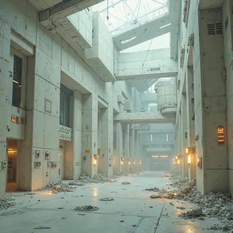 Futuristic military base style backrooms without people
