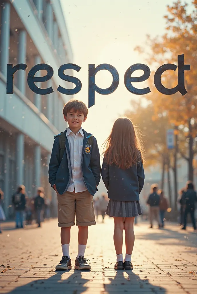 Create a book cover that says respect and a age boy and girl who come out in uniforms that come out and in the background that the Lyceum comes out