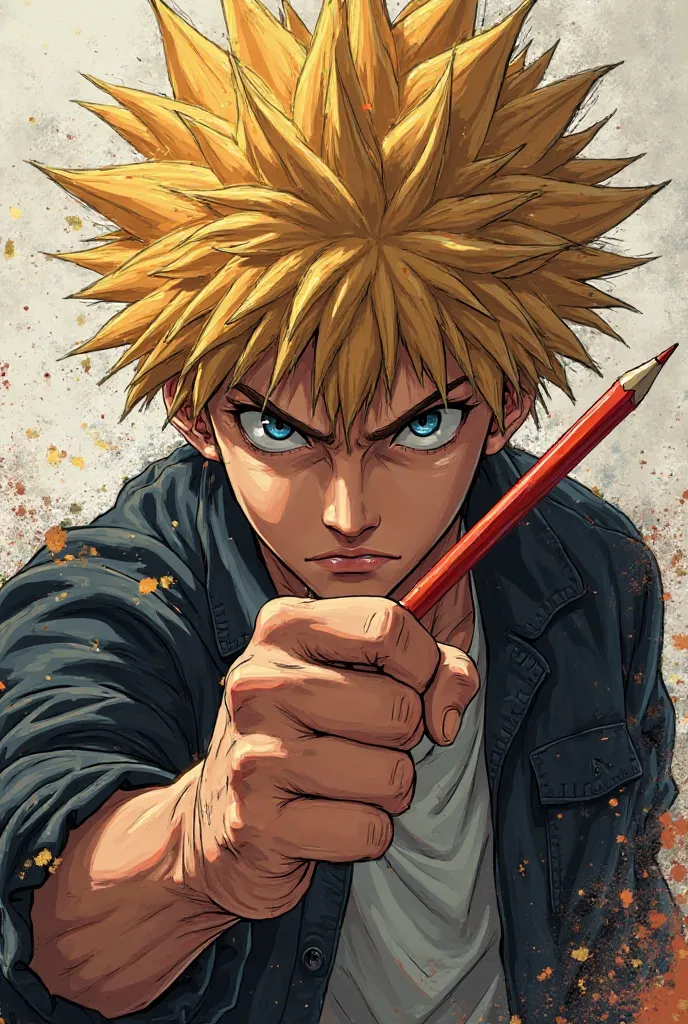 Create Katsuki Bakugo with a pencil in your hand