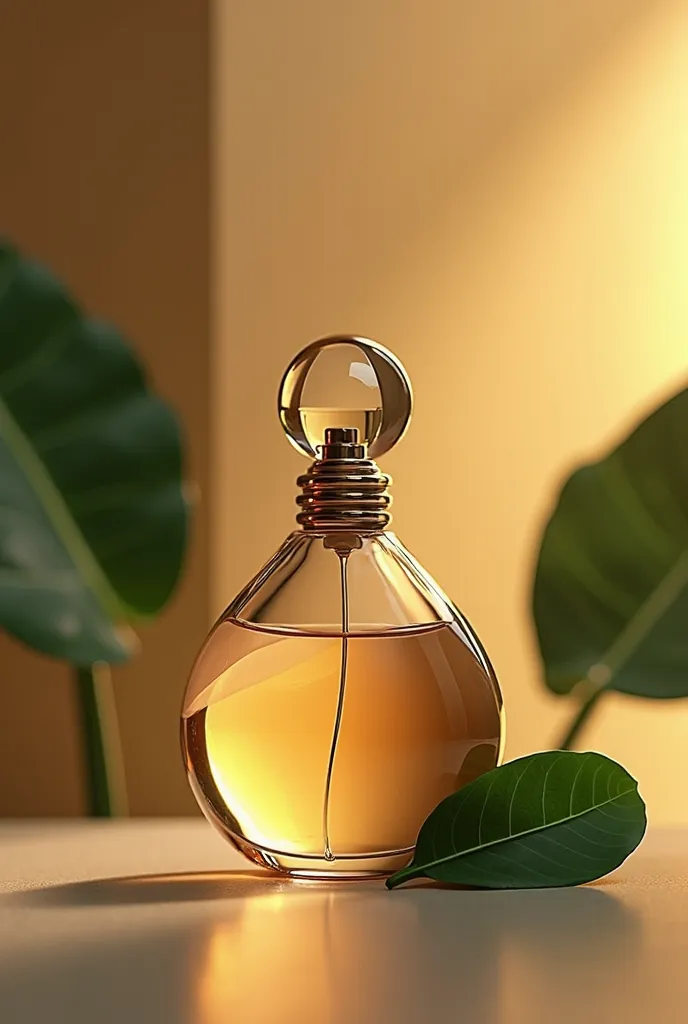 Create a minimalist logo with an elegant perfume bottle for a perfumery called Fleur d' Or whose main color is gold and emerald green as its secondary color 