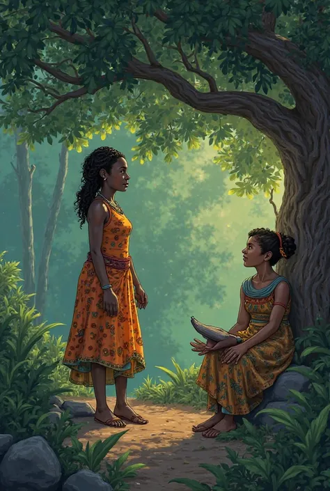 "You have heard the message, haven’t you?" she said.

Kojo nodded. "The tree said to find a stone. And that the village is in danger!"

Nana Efua sighed and motioned for him to sit. "There is an old legend, one most in Kwaku have forgotten," she began. "Lo...