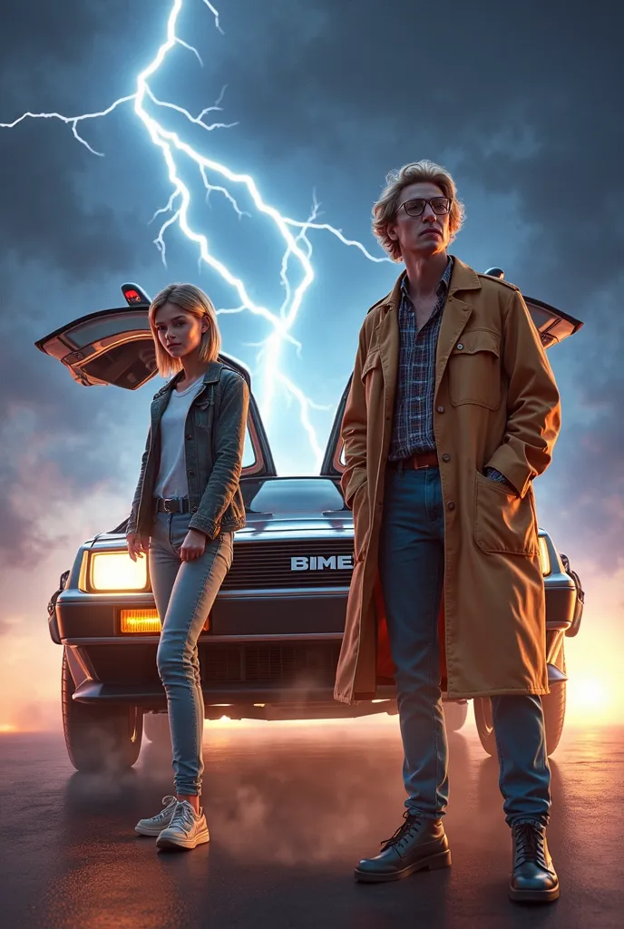 Sur l'image, on voit Marta McFly , une jeune femme blonde, avec la Dr Emmetta Brown , une scientifique excentrique top modèle. La Dr Brown regarde ça montre proche de Marta . En arrière-plan, la DeLorean se dresse au milieu d'un décor d'éclairs et d'effets...