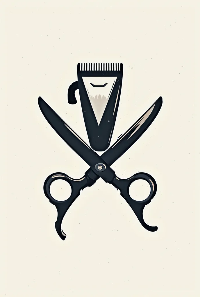 Brand logo with hair clipper, scissors and razor 