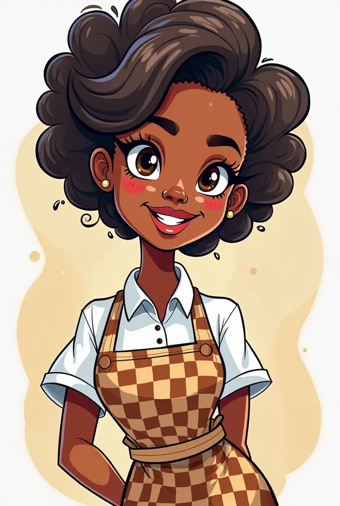 Black woman cook in cartoon style with transparent background to use as the logo of a stuffed potato diner 