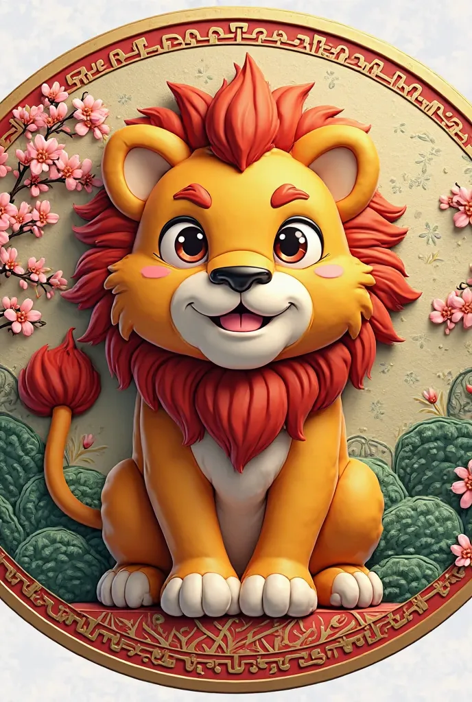 I want to create a picture of a coin bearing the image of the cartoon character Lion Senpa