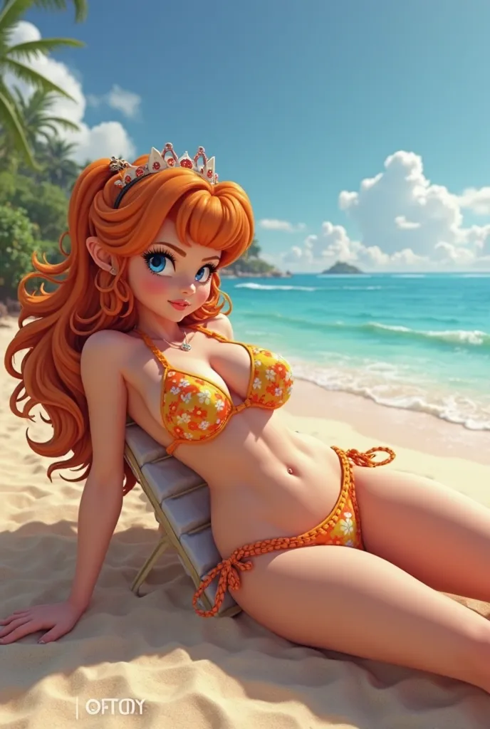 Believe me Princess Daisy in a bikini and with big boobs stretched in the sand