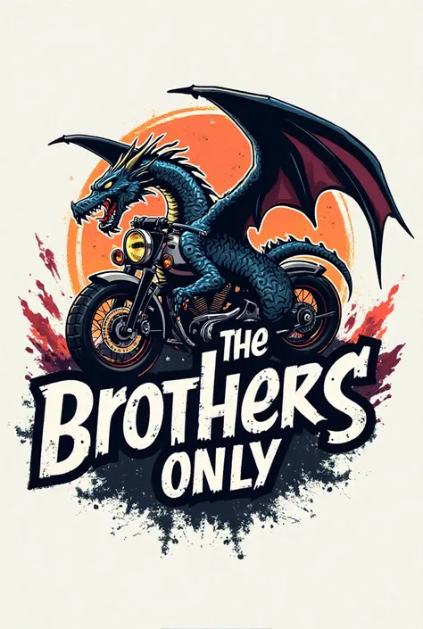 Create a logo for my motorcycle workshop with a dragon and below that says the brotgers only only the brothers nothing more 